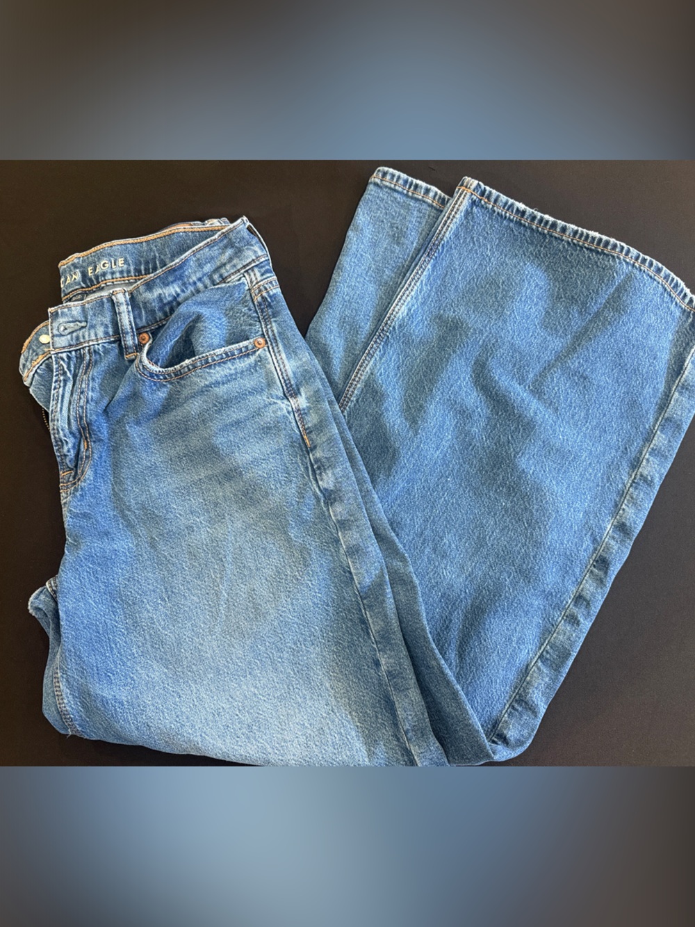 American Eagle Outfitters Blue Wide-Leg Denim Jeans - Picture 3 of 5
